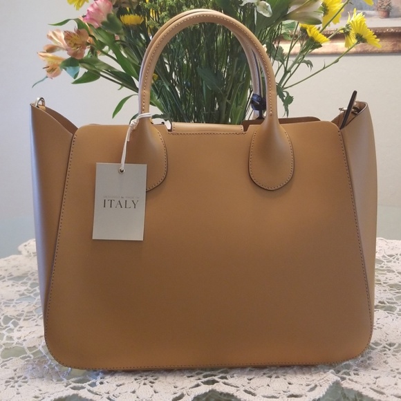 Gianni Nataro Leather Tan Satchel - Picture 3 of 11